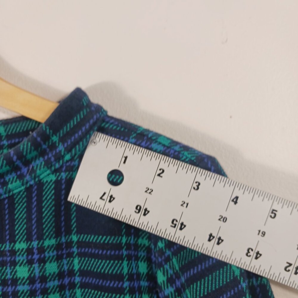 Talbots SZ XLp Green & Navy Blue Black Watch Plaid Top, Boat Neck, 3/4 Sleeves, - Picture 13 of 16
